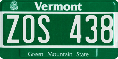 VT license plate ZOS438