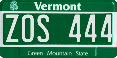 VT license plate ZOS444