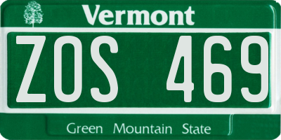 VT license plate ZOS469