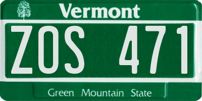 VT license plate ZOS471