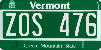 VT license plate ZOS476