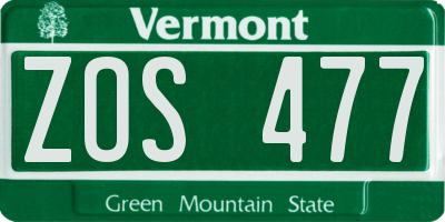 VT license plate ZOS477