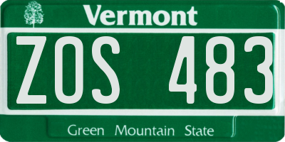 VT license plate ZOS483