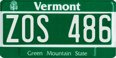 VT license plate ZOS486