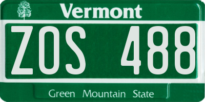 VT license plate ZOS488