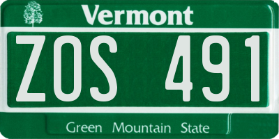 VT license plate ZOS491