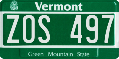 VT license plate ZOS497