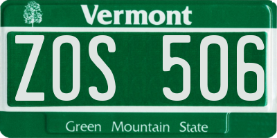 VT license plate ZOS506