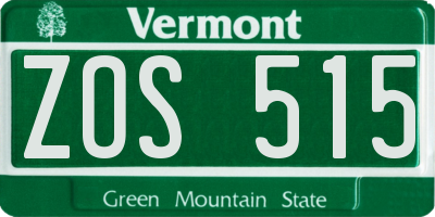 VT license plate ZOS515