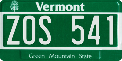 VT license plate ZOS541