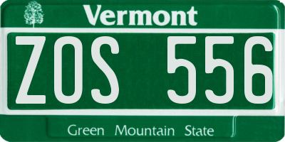 VT license plate ZOS556