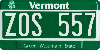 VT license plate ZOS557