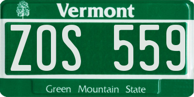 VT license plate ZOS559