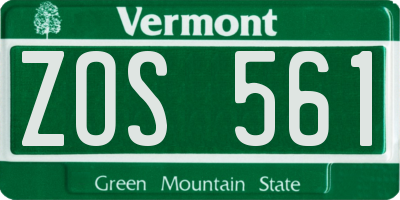 VT license plate ZOS561
