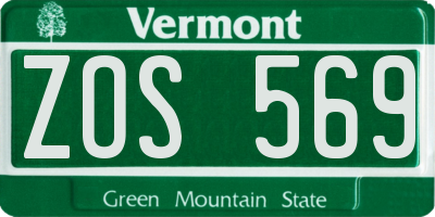 VT license plate ZOS569