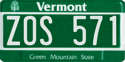 VT license plate ZOS571