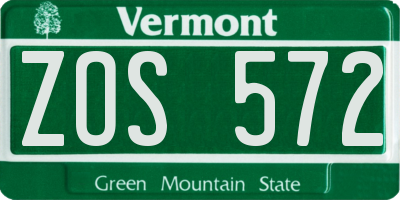 VT license plate ZOS572