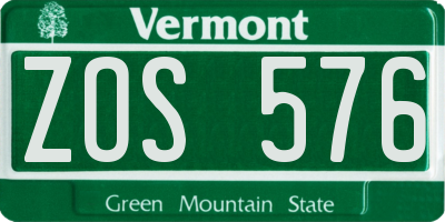 VT license plate ZOS576