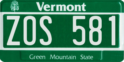 VT license plate ZOS581