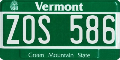 VT license plate ZOS586
