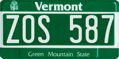 VT license plate ZOS587