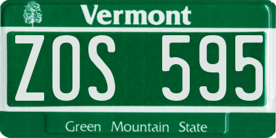 VT license plate ZOS595