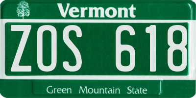 VT license plate ZOS618