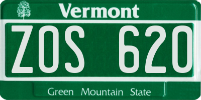 VT license plate ZOS620