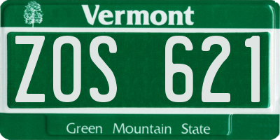 VT license plate ZOS621