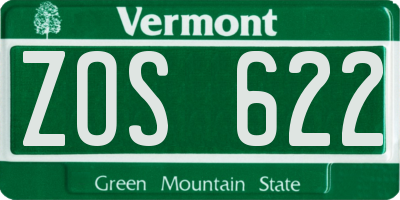VT license plate ZOS622