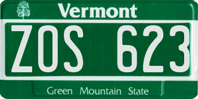 VT license plate ZOS623