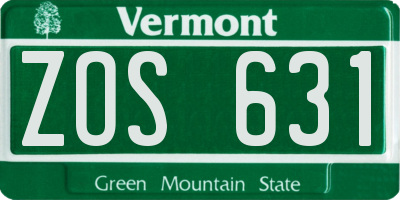 VT license plate ZOS631