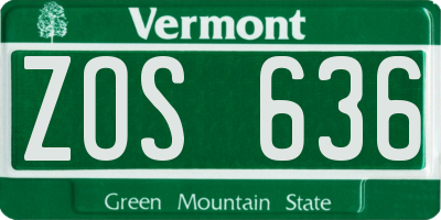VT license plate ZOS636