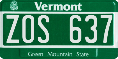 VT license plate ZOS637