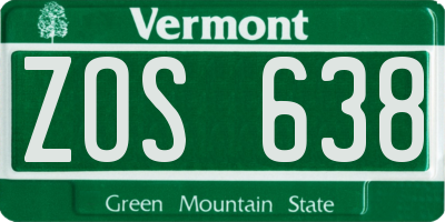 VT license plate ZOS638