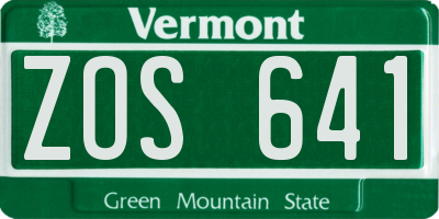 VT license plate ZOS641
