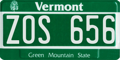 VT license plate ZOS656