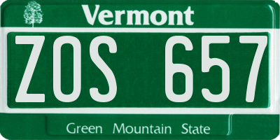VT license plate ZOS657