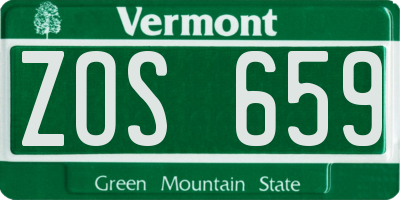 VT license plate ZOS659