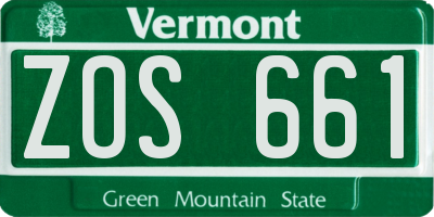 VT license plate ZOS661