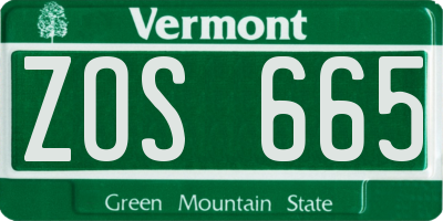 VT license plate ZOS665