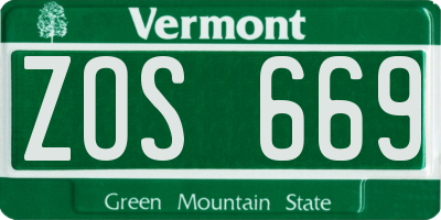 VT license plate ZOS669