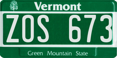 VT license plate ZOS673