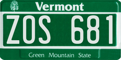 VT license plate ZOS681