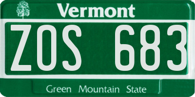VT license plate ZOS683
