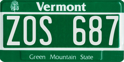 VT license plate ZOS687