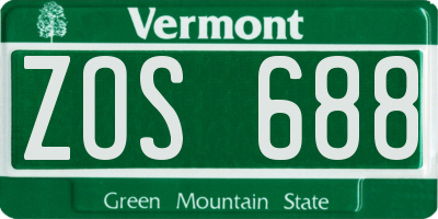 VT license plate ZOS688