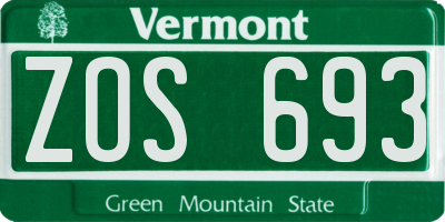VT license plate ZOS693