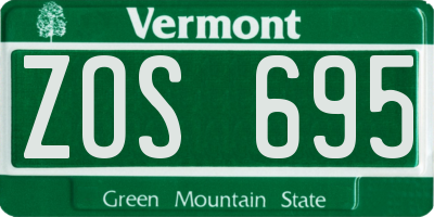 VT license plate ZOS695