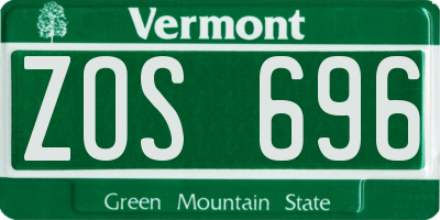 VT license plate ZOS696